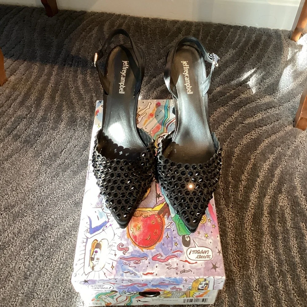 Jeffrey Campbell Shiner Slingback Rhinestone pointed toe pump size 9 Worn 1x - Picture 6 of 15